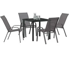 Lauko baldų komplektas Sodo valgomojo komplektas 5 pcs Pilka ir juoda