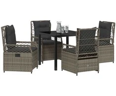 Lauko baldų komplektas Sodo valgomojo komplektas 5 pcs Pilka poliratanas
