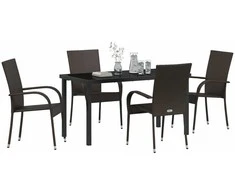 Lauko baldų komplektas Sodo valgomojo komplektas 5 pcs Ruda
