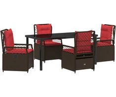 Lauko baldų komplektas Sodo valgomojo komplektas 5 pcs Ruda poliratanas