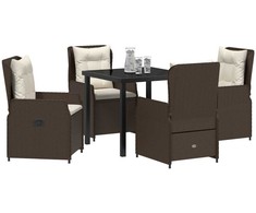 Lauko baldų komplektas Sodo valgomojo komplektas 5 pcs Ruda poliratanas