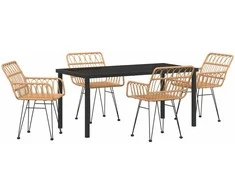 Lauko baldų komplektas Sodo valgomojo komplektas 5 pcs Ruda