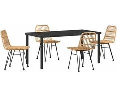 Lauko baldų komplektas Sodo valgomojo komplektas 5 pcs Ruda