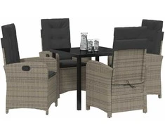 Lauko baldų komplektas Sodo valgomojo komplektas su pagalve 5 pcs Pilka poliratanas