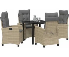 Lauko baldų komplektas Sodo valgomojo komplektas su pagalve 5 pcs Smėlio poliratanas