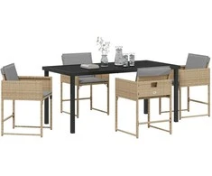 Lauko baldų komplektas Sodo valgomojo komplektas 5 pcs Smėlio poliratanas