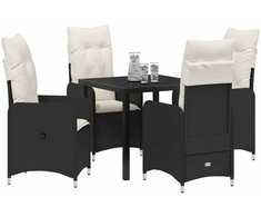Lauko baldų komplektas Sodo valgomojo komplektas 5 pcs Juoda poliratanas