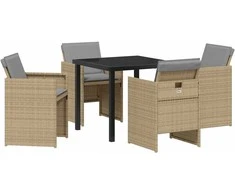 Lauko baldų komplektas Sodo valgomojo komplektas su pagalve 5 pcs Smėlio poliratanas