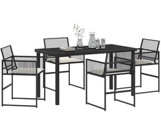 Lauko baldų komplektas Sodo valgomojo komplektas 5 pcs Juoda poliratanas
