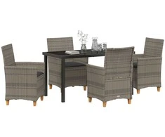 Lauko baldų komplektas Sodo valgomojo komplektas 5 pcs Pilka poliratanas
