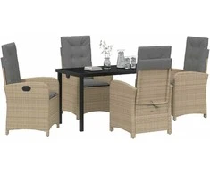 Lauko baldų komplektas Sodo valgomojo komplektas su pagalve 5 pcs Smėlio poliratanas