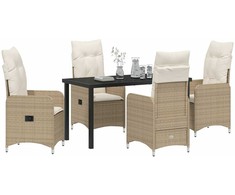 Lauko baldų komplektas Sodo valgomojo komplektas 5 pcs Smėlio poliratanas