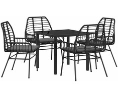 Lauko baldų komplektas Sodo valgomojo komplektas 5 pcs Juoda poliratanas