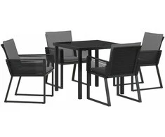 Lauko baldų komplektas Sodo valgomojo komplektas 5 pcs Juoda