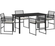 Lauko baldų komplektas Sodo valgomojo komplektas 5 pcs Juoda poliratanas