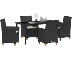 Lauko baldų komplektas Sodo valgomojo komplektas 5 pcs Juoda poliratanas