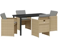 Lauko baldų komplektas Sodo valgomojo komplektas 5 pcs Smėlio poliratanas
