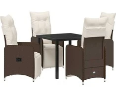 Lauko baldų komplektas Sodo valgomojo komplektas 5 pcs Ruda poliratanas