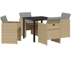 Lauko baldų komplektas Sodo valgomojo komplektas 5 pcs Smėlio poliratanas