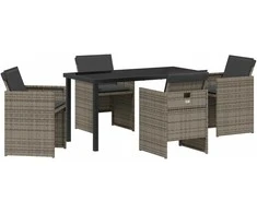 Lauko baldų komplektas Sodo valgomojo komplektas su pagalve 5 pcs Pilka poliratanas