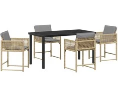 Lauko baldų komplektas Sodo valgomojo komplektas 5 pcs Smėlio poliratanas
