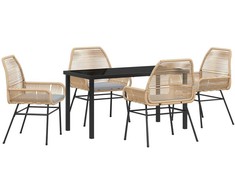 Lauko baldų komplektas Sodo valgomojo komplektas su pagalve 5 pcs Ruda poliratanas