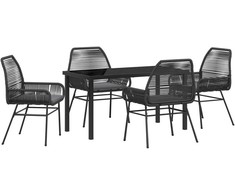 Lauko baldų komplektas Sodo valgomojo komplektas su pagalve 5 pcs Juoda poliratanas