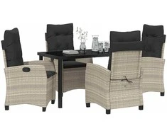 Lauko baldų komplektas Sodo valgomojo komplektas 5 pcs Šviesiai pilka poliratanas
