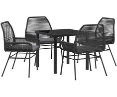 Lauko baldų komplektas Sodo valgomojo komplektas su pagalve 5 pcs Juoda poliratanas
