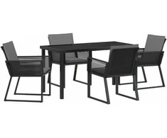 Lauko baldų komplektas Sodo valgomojo komplektas 5 pcs Juoda