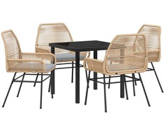 Lauko baldų komplektas Sodo valgomojo komplektas su pagalve 5 pcs Ruda poliratanas