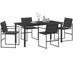 Sodo valgomojo komplektas 5 pcs Juoda 160 x 80 x 73 cm