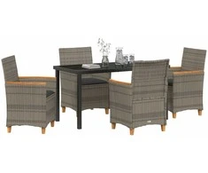 Lauko baldų komplektas Sodo valgomojo komplektas 5 pcs Pilka poliratanas