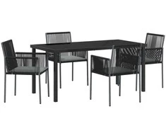 Lauko baldų komplektas Sodo valgomojo komplektas 5 pcs Juoda PE ratanas
