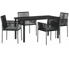 Lauko baldų komplektas Sodo valgomojo komplektas 5 pcs Juoda PE ratanas