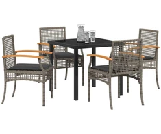 Lauko baldų komplektas Sodo valgomojo komplektas 5 pcs Pilka ir juoda Ratanas