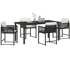 Lauko baldų komplektas Sodo valgomojo komplektas 5 pcs Juoda poliratanas