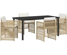 Lauko baldų komplektas Sodo valgomojo komplektas 5 pcs Smėlio