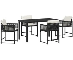 Lauko baldų komplektas Sodo valgomojo komplektas 5 pcs Juoda poliratanas