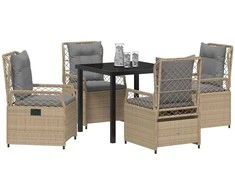 Lauko baldų komplektas Sodo valgomojo komplektas 5 pcs Bežinė ir šviesiai pilka