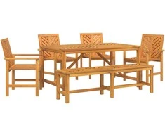 Sodo valgomojo komplektas 6 pcs Ruda Kietos akacijos mediena