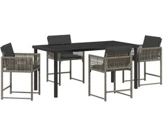 Lauko baldų komplektas Sodo valgomojo komplektas 5 pcs Pilka poliratanas