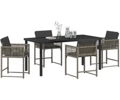 Lauko baldų komplektas Sodo valgomojo komplektas 5 pcs Pilka poliratanas
