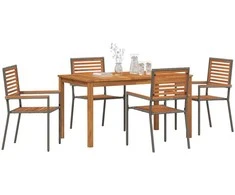 Lauko baldų komplektas Sodo valgomojo komplektas 5 pcs Pilka Kietos akacijos mediena