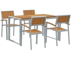 Sodo valgomojo komplektas 5 pcs Pilka Kietos akacijos mediena