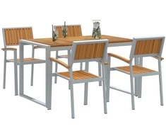 Sodo valgomojo komplektas 5 pcs Pilka Kietos akacijos mediena