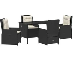Lauko baldų komplektas Sodo valgomojo komplektas 5 pcs Juoda poliratanas