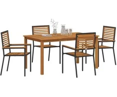 Lauko baldų komplektas Sodo valgomojo komplektas 5 pcs Juoda Kietos akacijos mediena