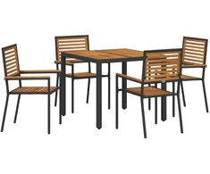 Sodo valgomojo komplektas 5 pcs Juoda ir Ruda poliratanas