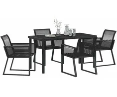 Lauko baldų komplektas Sodo valgomojo komplektas 5 pcs Juoda
